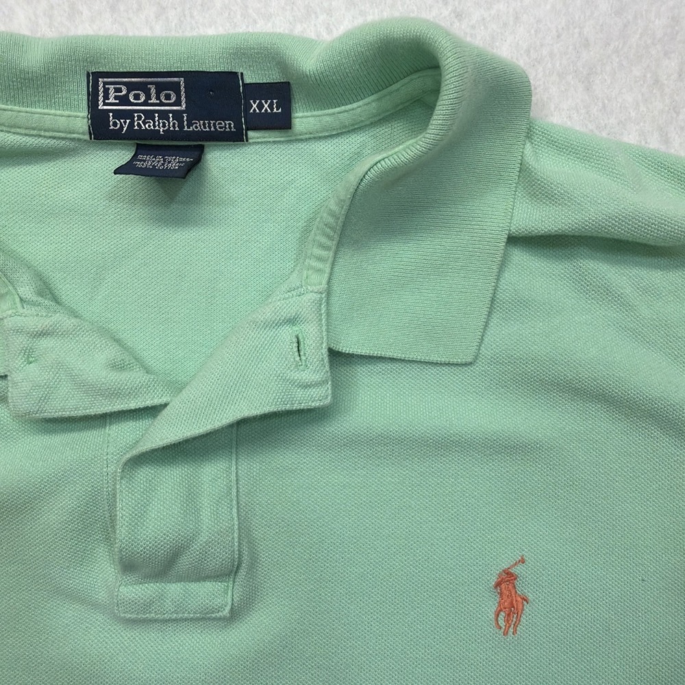 Polo Ralph Lauren Men's Mint Green Mesh Polo Short-Sleeve Pull-Over Size 2XL
